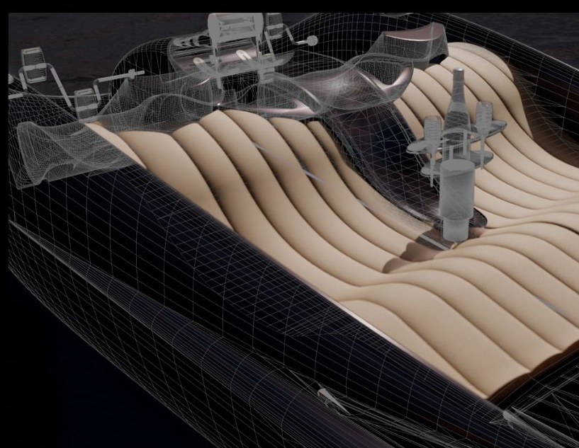 Chaise longue sagomata in tessuto nautico del pedalò Ocean13