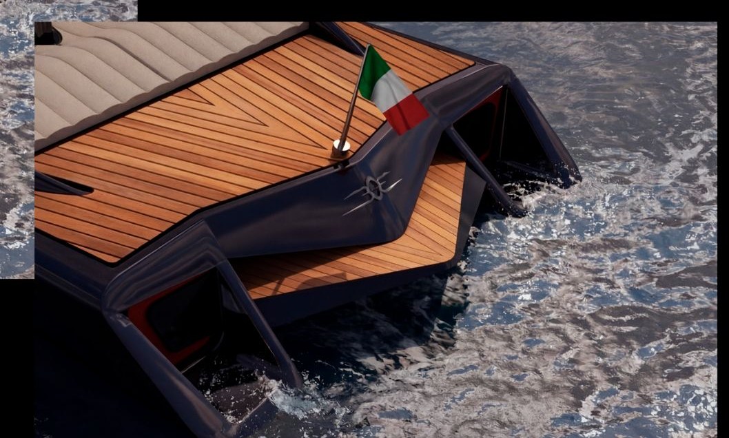 Poppa aperta con spiaggetta in teak